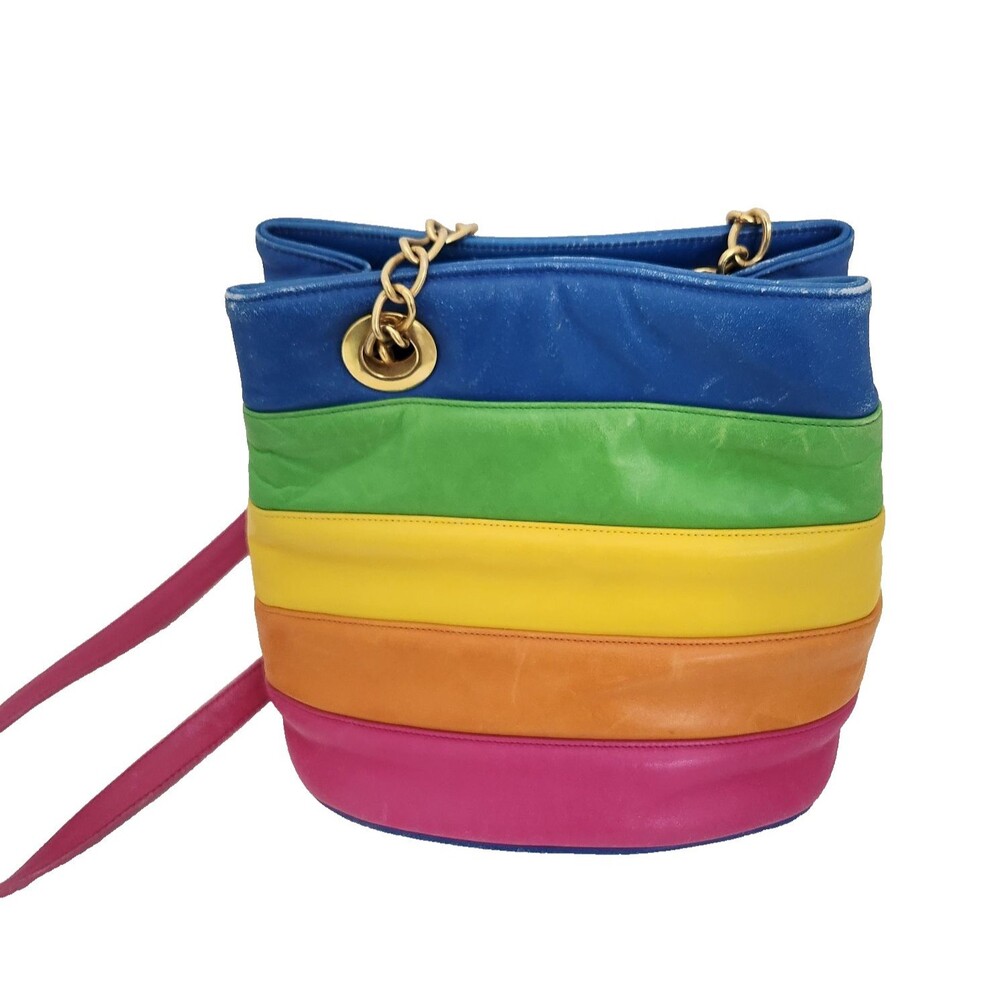 Vintage 1970's Frenchy of California Rainbow Striped Crossbody Bag